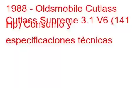 1988 - Oldsmobile Cutlass
Cutlass Supreme 3.1 V6 (141 Hp) Consumo y especificaciones técnicas