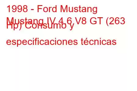 1998 - Ford Mustang
Mustang IV 4.6 V8 GT (263 Hp) Consumo y especificaciones técnicas