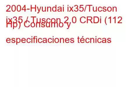 2004-Hyundai ix35/Tucson
ix35 / Tuscon 2.0 CRDi (112 Hp) Consumo y especificaciones técnicas