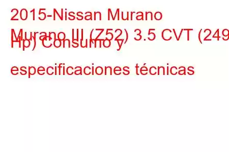 2015-Nissan Murano
Murano III (Z52) 3.5 CVT (249 Hp) Consumo y especificaciones técnicas