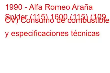 1990 - Alfa Romeo Araña
Spider (115) 1600 (115) (109 CV) Consumo de combustible y especificaciones técnicas