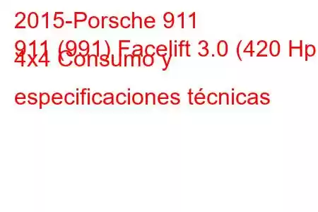 2015-Porsche 911
911 (991) Facelift 3.0 (420 Hp) 4x4 Consumo y especificaciones técnicas