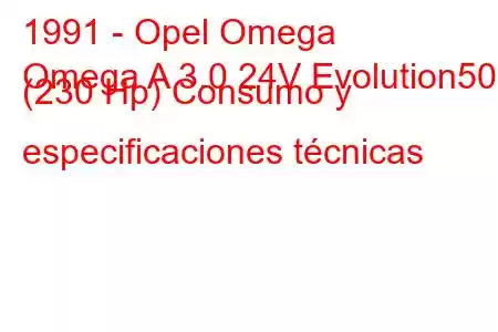 1991 - Opel Omega
Omega A 3.0 24V Evolution500 (230 Hp) Consumo y especificaciones técnicas