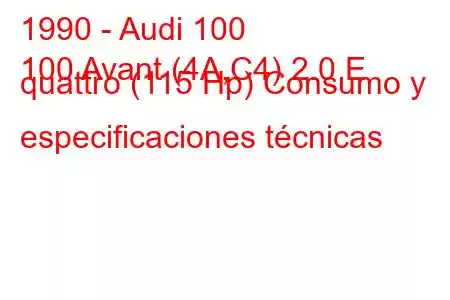 1990 - Audi 100
100 Avant (4A,C4) 2.0 E quattro (115 Hp) Consumo y especificaciones técnicas