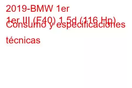 2019-BMW 1er
1er III (F40) 1.5d (116 Hp) Consumo y especificaciones técnicas