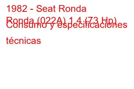 1982 - Seat Ronda
Ronda (022A) 1.4 (73 Hp) Consumo y especificaciones técnicas