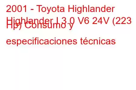 2001 - Toyota Highlander
Highlander I 3.0 V6 24V (223 Hp) Consumo y especificaciones técnicas