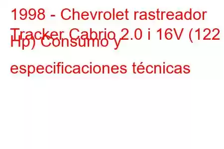 1998 - Chevrolet rastreador
Tracker Cabrio 2.0 i 16V (122 Hp) Consumo y especificaciones técnicas