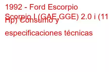 1992 - Ford Escorpio
Scorpio I (GAE,GGE) 2.0 i (115 Hp) Consumo y especificaciones técnicas