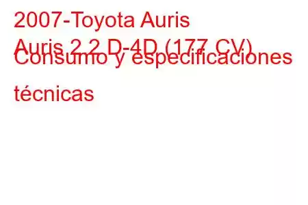 2007-Toyota Auris
Auris 2.2 D-4D (177 CV) Consumo y especificaciones técnicas