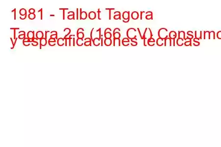 1981 - Talbot Tagora
Tagora 2.6 (166 CV) Consumo y especificaciones técnicas