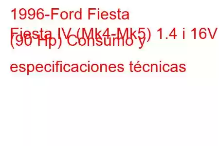 1996-Ford Fiesta
Fiesta IV (Mk4-Mk5) 1.4 i 16V (90 Hp) Consumo y especificaciones técnicas