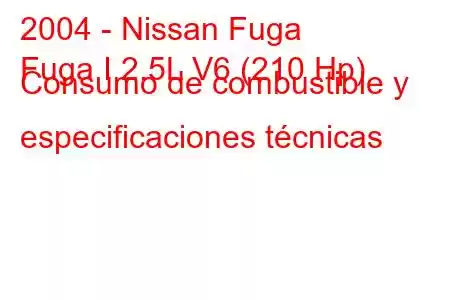 2004 - Nissan Fuga
Fuga I 2.5L V6 (210 Hp) Consumo de combustible y especificaciones técnicas