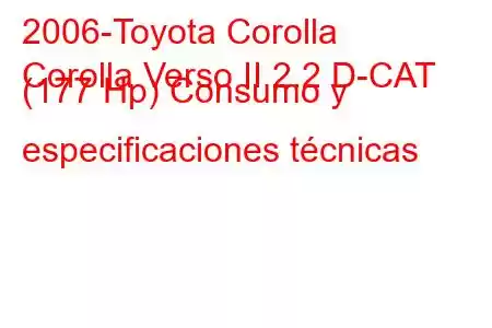 2006-Toyota Corolla
Corolla Verso II 2.2 D-CAT (177 Hp) Consumo y especificaciones técnicas