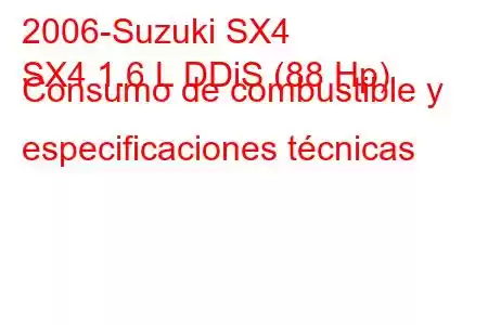 2006-Suzuki SX4
SX4 1.6 L DDiS (88 Hp) Consumo de combustible y especificaciones técnicas