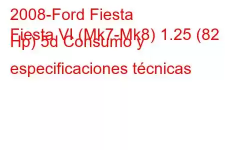 2008-Ford Fiesta
Fiesta VI (Mk7-Mk8) 1.25 (82 Hp) 5d Consumo y especificaciones técnicas