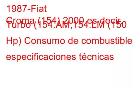 1987-Fiat
Croma (154) 2000 es decir. Turbo (154.AM,154.LM (150 Hp) Consumo de combustible y especificaciones técnicas