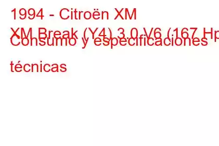 1994 - Citroën XM
XM Break (Y4) 3.0 V6 (167 Hp) Consumo y especificaciones técnicas