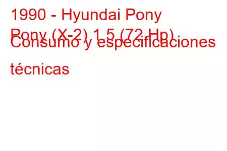 1990 - Hyundai Pony
Pony (X-2) 1.5 (72 Hp) Consumo y especificaciones técnicas