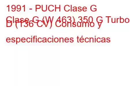 1991 - PUCH Clase G
Clase G (W 463) 350 G Turbo D (136 CV) Consumo y especificaciones técnicas