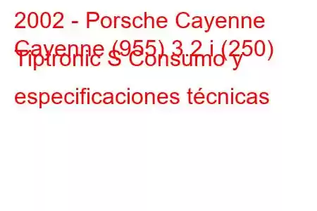 2002 - Porsche Cayenne
Cayenne (955) 3.2 i (250) Tiptronic S Consumo y especificaciones técnicas