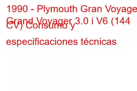 1990 - Plymouth Gran Voyager
Grand Voyager 3.0 i V6 (144 CV) Consumo y especificaciones técnicas