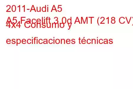 2011-Audi A5
A5 Facelift 3.0d AMT (218 CV) 4x4 Consumo y especificaciones técnicas