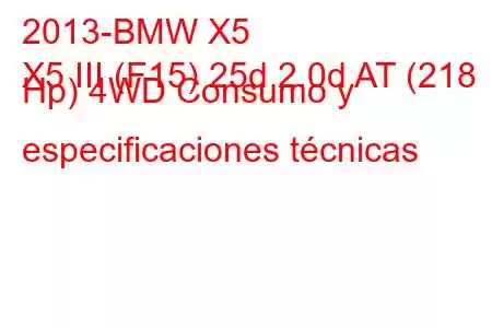 2013-BMW X5
X5 III (F15) 25d 2.0d AT (218 Hp) 4WD Consumo y especificaciones técnicas