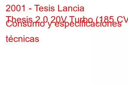 2001 - Tesis Lancia
Thesis 2.0 20V Turbo (185 CV) Consumo y especificaciones técnicas