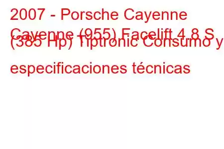 2007 - Porsche Cayenne
Cayenne (955) Facelift 4.8 S (385 Hp) Tiptronic Consumo y especificaciones técnicas