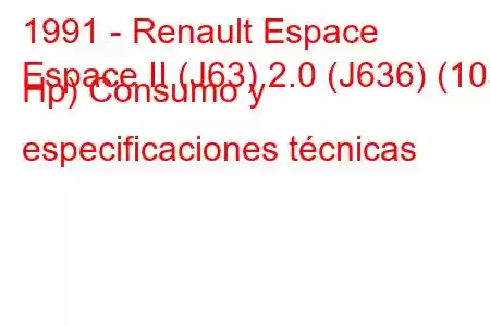 1991 - Renault Espace
Espace II (J63) 2.0 (J636) (103 Hp) Consumo y especificaciones técnicas