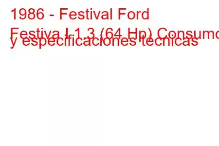 1986 - Festival Ford
Festiva I 1.3 (64 Hp) Consumo y especificaciones técnicas