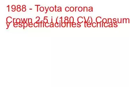 1988 - Toyota corona
Crown 2.5 i (180 CV) Consumo y especificaciones técnicas