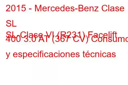 2015 - Mercedes-Benz Clase SL
SL-Clase VI (R231) Facelift 400 3.0 AT (367 CV) Consumo y especificaciones técnicas