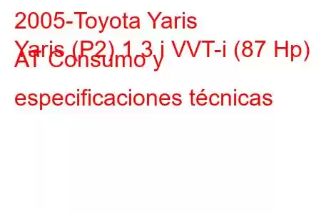 2005-Toyota Yaris
Yaris (P2) 1.3 i VVT-i (87 Hp) AT Consumo y especificaciones técnicas