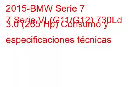 2015-BMW Serie 7
7 Serie VI (G11/G12) 730Ld 3.0 (265 Hp) Consumo y especificaciones técnicas