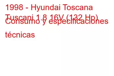 1998 - Hyundai Toscana
Tuscani 1.8 16V (132 Hp) Consumo y especificaciones técnicas