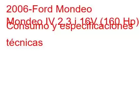 2006-Ford Mondeo
Mondeo IV 2.3 i 16V (160 Hp) Consumo y especificaciones técnicas