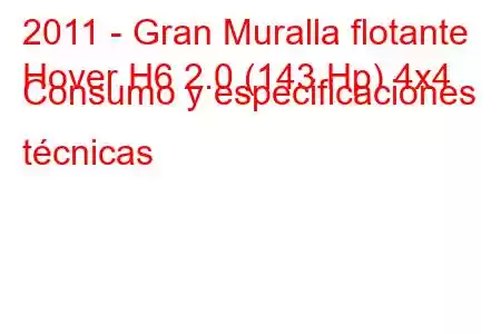 2011 - Gran Muralla flotante
Hover H6 2.0 (143 Hp) 4x4 Consumo y especificaciones técnicas