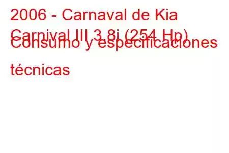 2006 - Carnaval de Kia
Carnival III 3.8i (254 Hp) Consumo y especificaciones técnicas