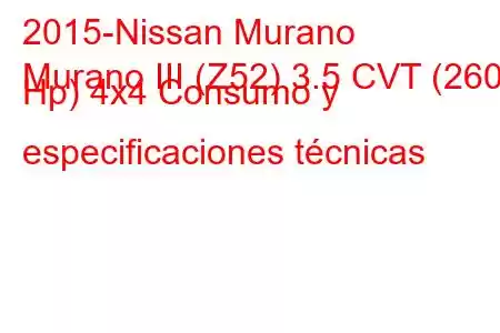 2015-Nissan Murano
Murano III (Z52) 3.5 CVT (260 Hp) 4x4 Consumo y especificaciones técnicas