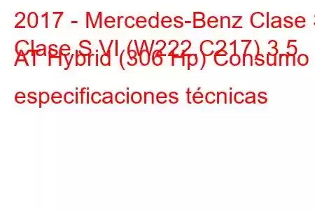 2017 - Mercedes-Benz Clase S
Clase S VI (W222,C217) 3.5 AT Hybrid (306 Hp) Consumo y especificaciones técnicas