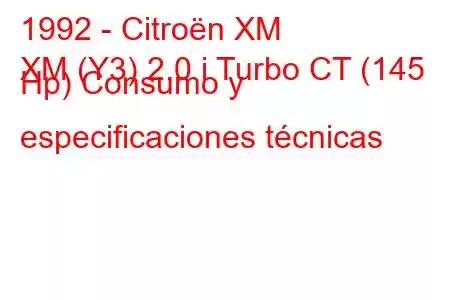 1992 - Citroën XM
XM (Y3) 2.0 i Turbo CT (145 Hp) Consumo y especificaciones técnicas