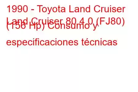 1990 - Toyota Land Cruiser
Land Cruiser 80 4.0 (FJ80) (156 Hp) Consumo y especificaciones técnicas