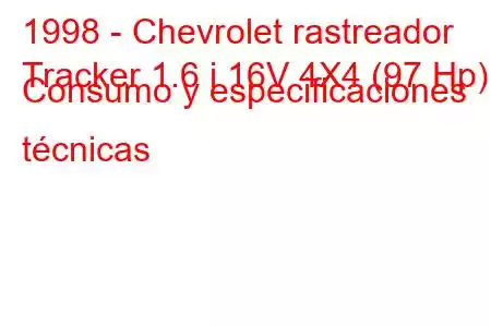 1998 - Chevrolet rastreador
Tracker 1.6 i 16V 4X4 (97 Hp) Consumo y especificaciones técnicas