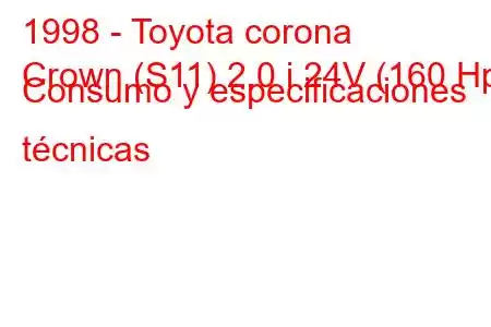 1998 - Toyota corona
Crown (S11) 2.0 i 24V (160 Hp) Consumo y especificaciones técnicas