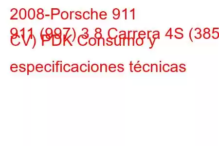 2008-Porsche 911
911 (997) 3.8 Carrera 4S (385 CV) PDK Consumo y especificaciones técnicas