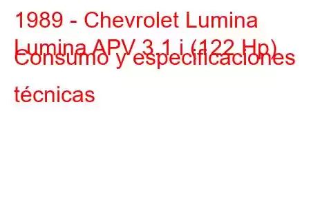 1989 - Chevrolet Lumina
Lumina APV 3.1 i (122 Hp) Consumo y especificaciones técnicas