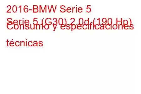 2016-BMW Serie 5
Serie 5 (G30) 2.0d (190 Hp) Consumo y especificaciones técnicas