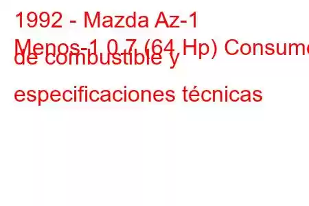 1992 - Mazda Az-1
Menos-1 0.7 (64 Hp) Consumo de combustible y especificaciones técnicas